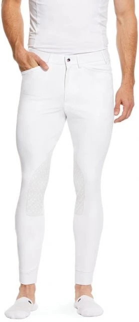 Ariat Mens Tri Factor Grip Knee Patch Breech - White 2 Ariat Mens Tri Factor Grip Knee Patch Breech - White - Image 2