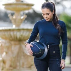 EQX Kylo Sparkly Wide Peak Riding Hat - Navy Gloss/Pewter -Equestria Shop 17739d