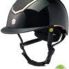 EQX Kylo Sparkly Riding Hat With MIPS - Black Glossy/Rose Gold